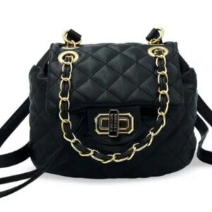 Badgley Mischka Chic Black Quilted Women's Backpack NWT